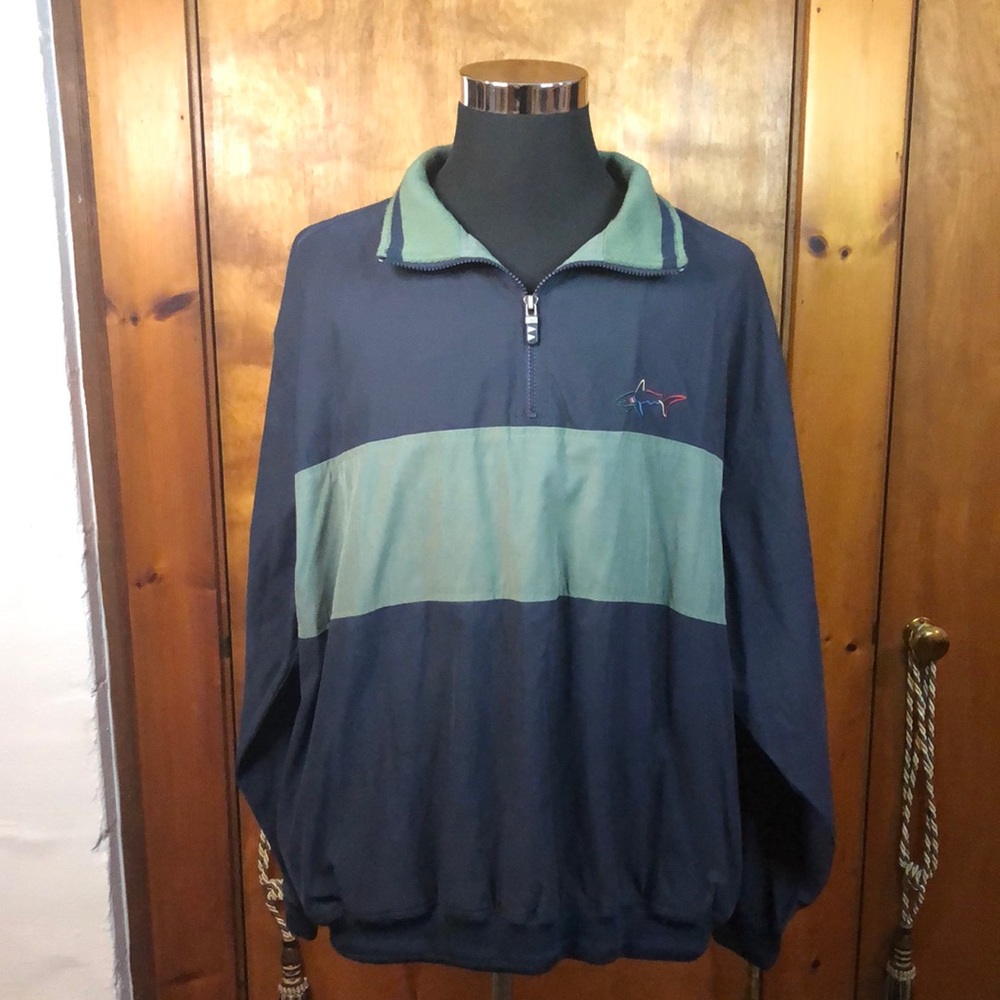 Greg Norman Collection Navy and Green Quarter-Zip Pullover Jacket